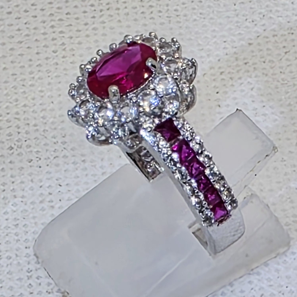 Nwot Exquisite Designer Signed Ruby And Topaz Hal… - image 4